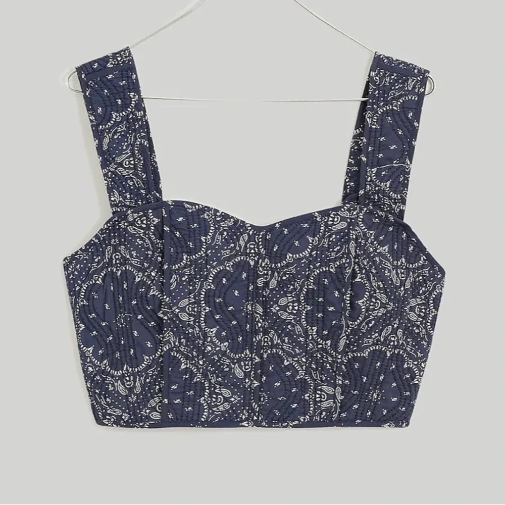 Madewell Quilted Sweetheart Crop Top Size 2 - Picture 4 of 16